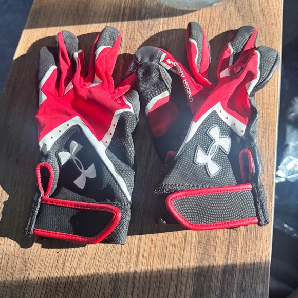 Under Armour Hammer Batting Gloves Red Black Adult Baseball Softball-Large - Picture 1 of 5